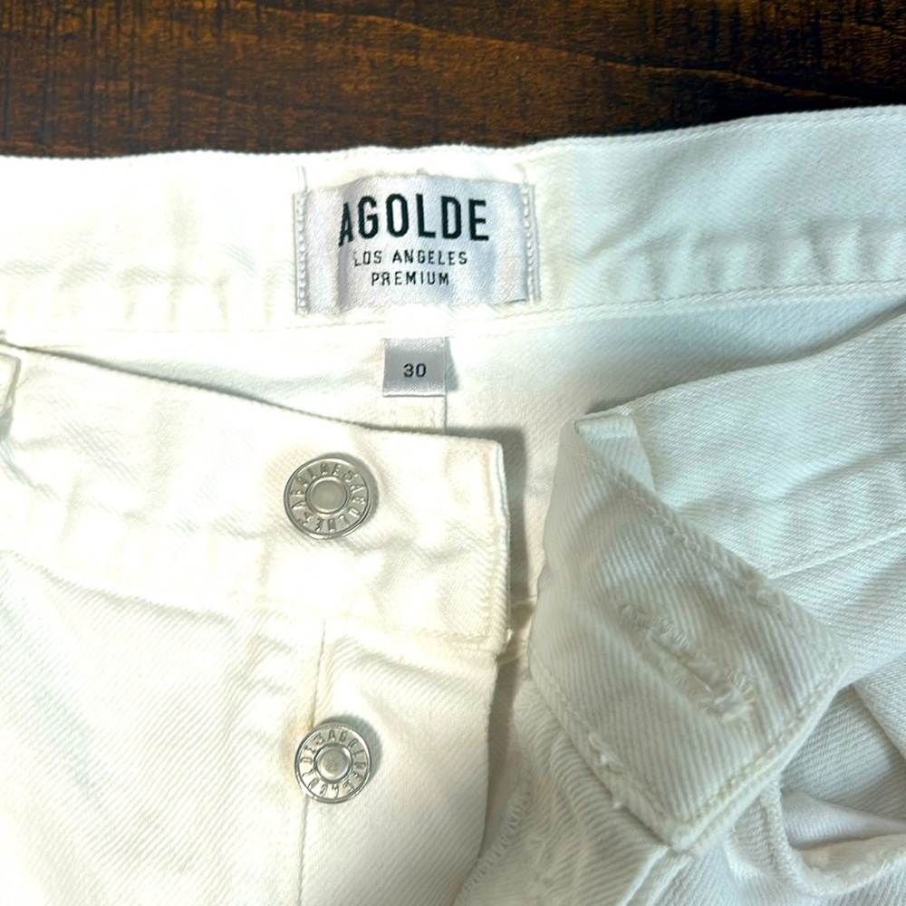 AGOLDE white high rise jeans JAMIE size 30 distressed 90’s classic fit
